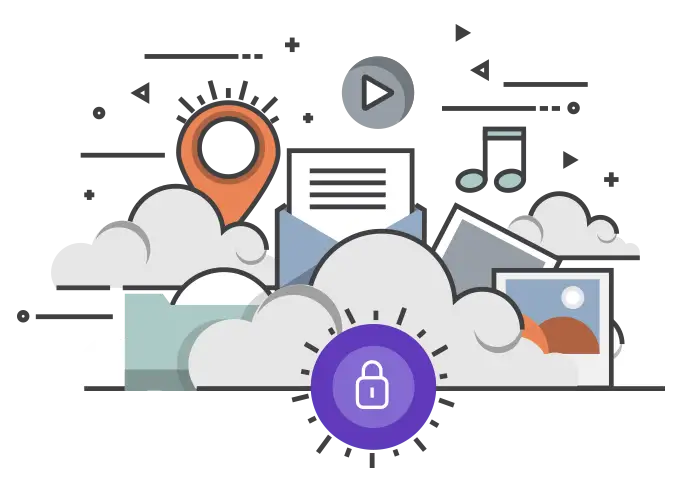 Cloud IT Security Illustration - IT Support includes keep your data safe and secure